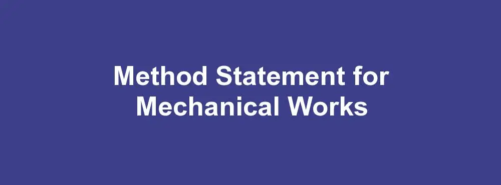 Method Statement for Mechanical Works