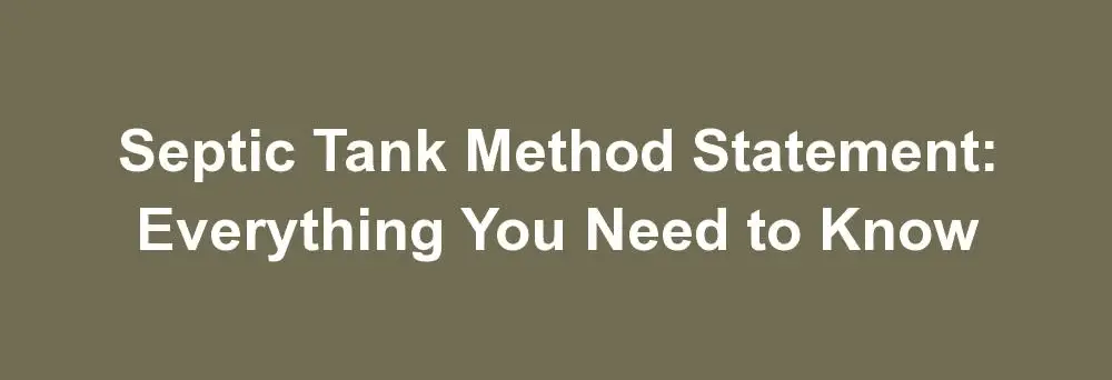 septic tank method statement
