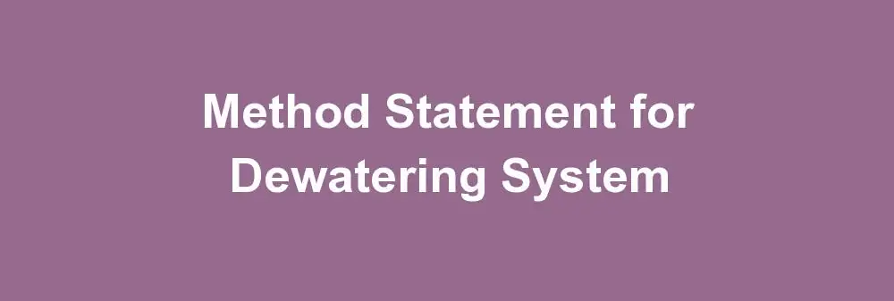 dewatering safe work method statement