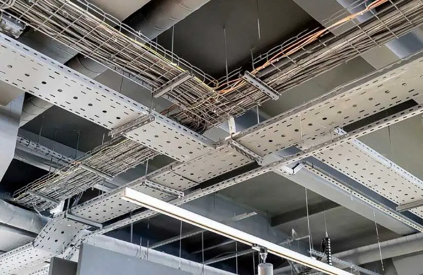 cable trays installed below soffit slab