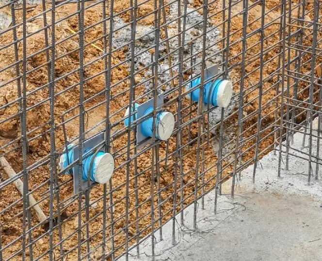 installed pipe sleeves at the wall reinforcement